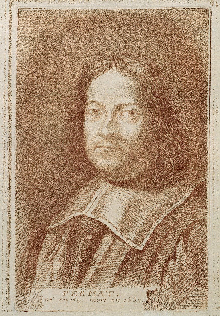 Porträtt av Pierre de Fermat (1601-1665) från Histoire des Mathematiciens av Alexandre Saverien, mitten av 1700-talet av French School