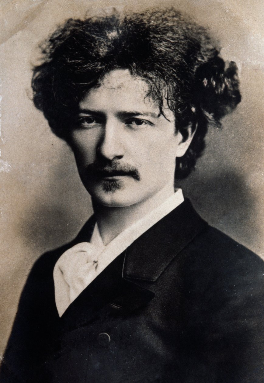 Porträtt av den polske kompositören Ignacy Jan Paderewski (1860-1941) av French School
