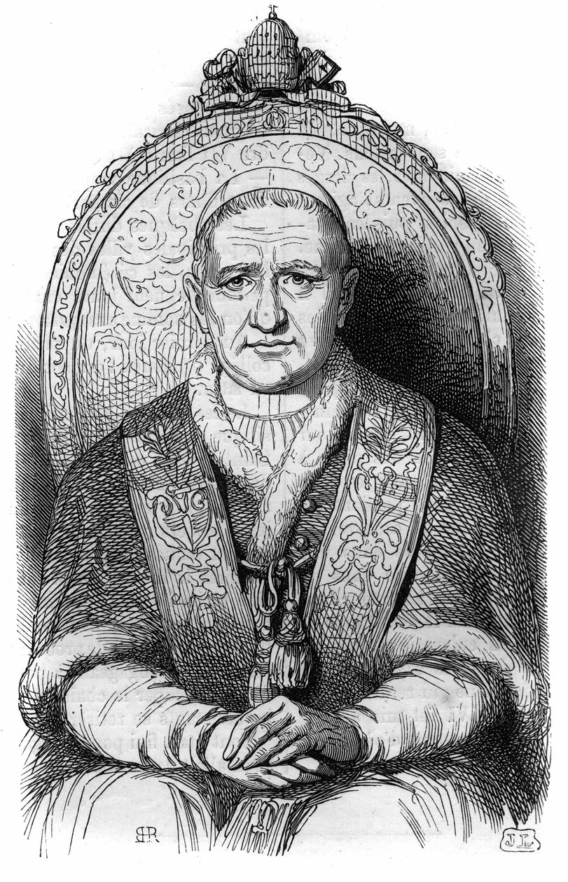 Porträtt av påven Gregoire XVI (Bartolomeo Alberto Cappellari Pape under namnet Gregorius XVI eller Gregorio XVI av French School