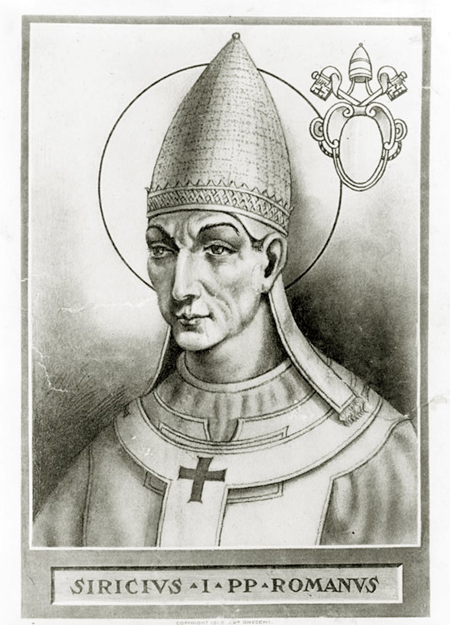 Porträtt av påven Siricius, ca 1835 (litho) av French School
