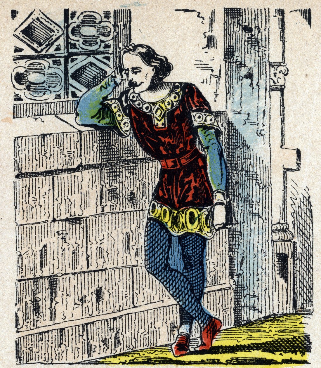 Porträtt av prins Charles av Lower Lotharingie (Charles I of Lorraine) (953-991) omsluter i Orleans 991 (Charles, hertig av Lower Lorraine fängslad av Hugh Capet i Orleans, där han dog en kort stund senare, 991) Bild av Epinal 1800-talet Privat av French School