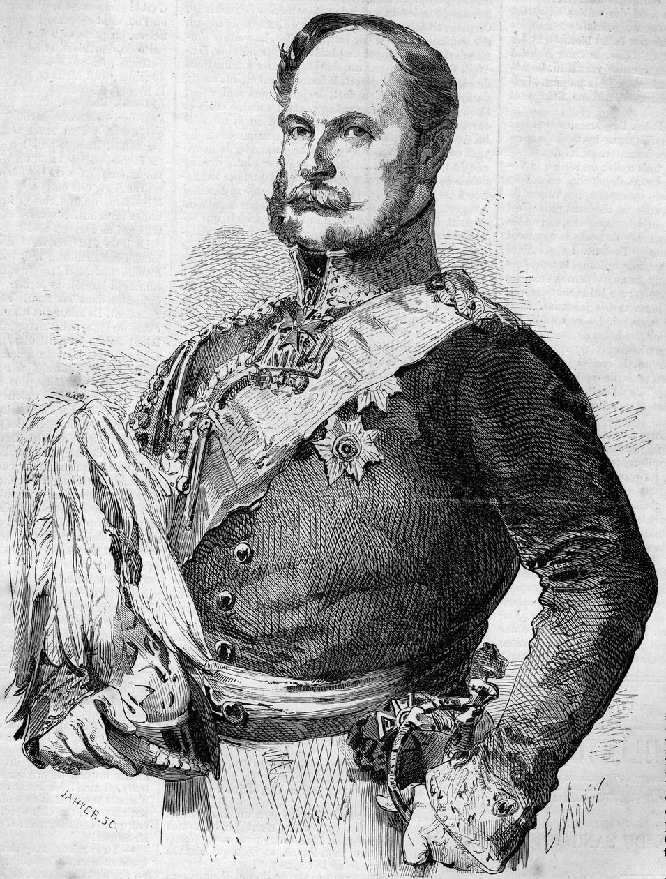 Porträtt av prins Frederic Guillaume Louis (1797-1888), blivande Vilhelm I, kung av Preussen och kejsare av Tyskland. Gravyr i "" Le Monde Illustré"" nr 30 av den 7 november 1857. av French School