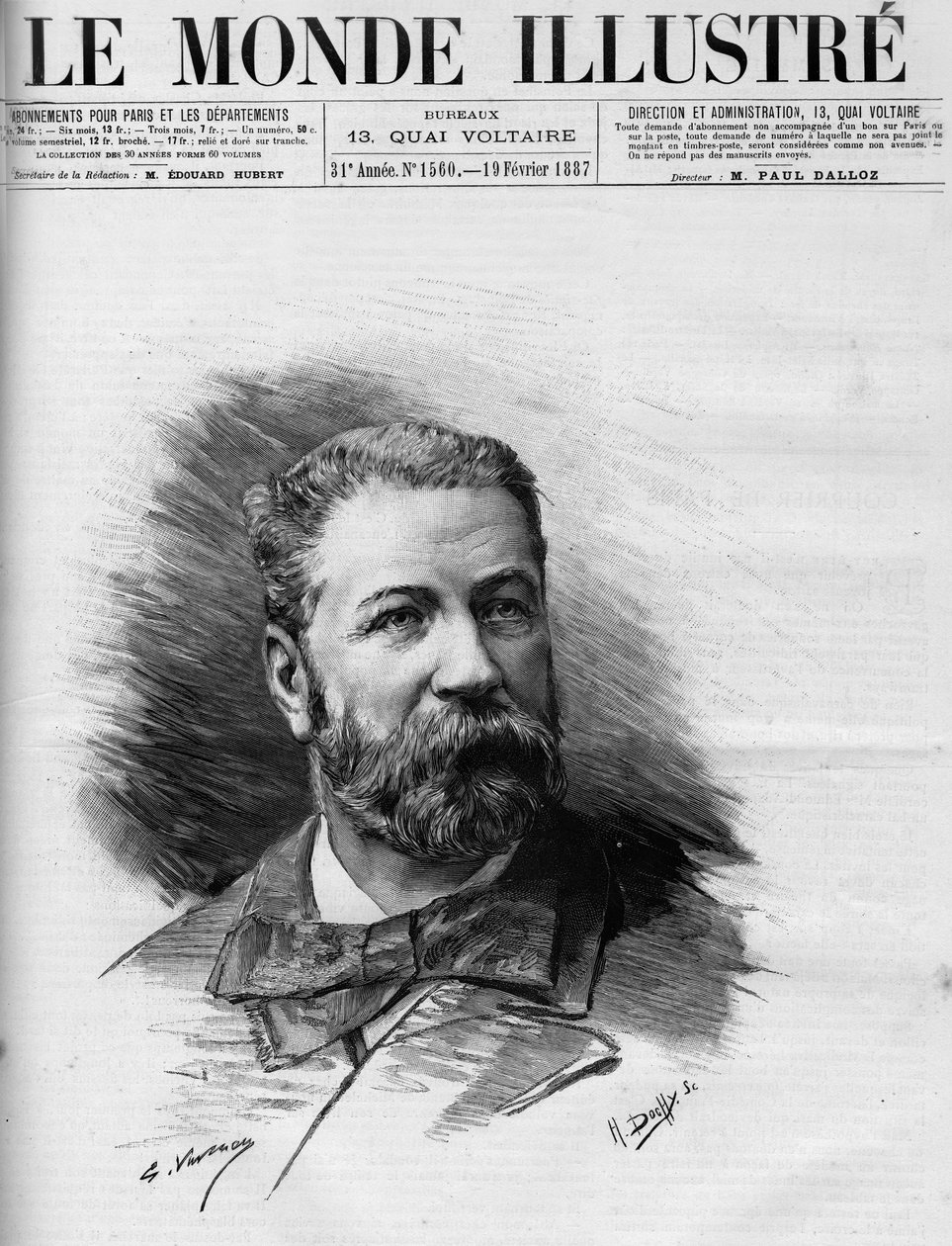 Porträtt av Raoul Duval (1832-1887), fransk advokat och ställföreträdare, i World Illustrous 1887. av French School