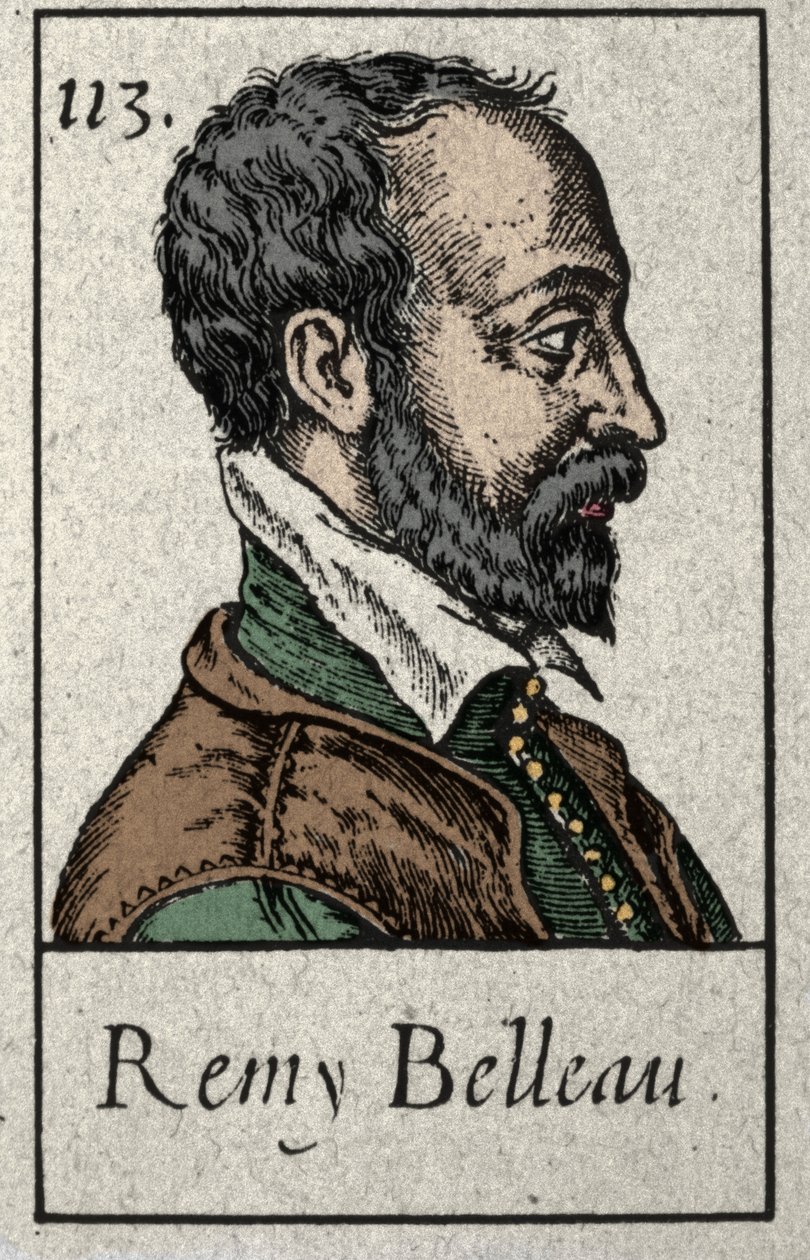 Porträtt av Remy Belleau (1528-1577), fransk poet, medlem av Pleiade-rörelsen. Gravyr från 1800-talet. av French School