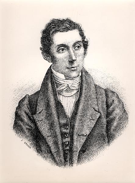 Porträtt av Rene Caillie (1799-1838) (gravyr) (s/v foto) av French School