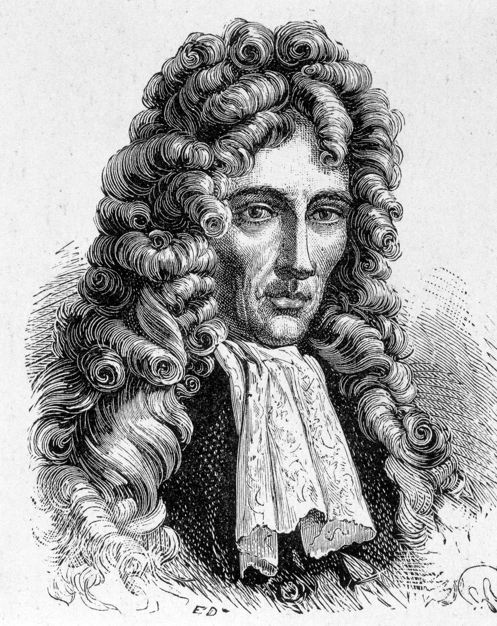 Porträtt av Robert Boyle (1627 - 1691), irländsk fysiker och kemist - i "" Album of Science; berömda vetenskapsmän; Stora upptäckter””” 1896. av French School