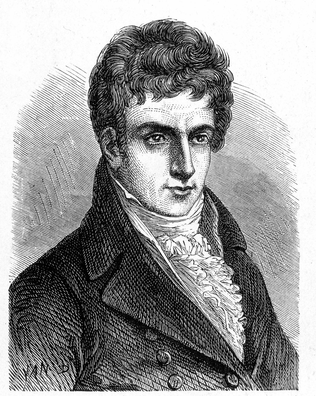 Porträtt av Robert Fulton (1765 - 1815), amerikansk mekaniker som byggde den första propellerubåten - i "Album of Science; berömda vetenskapsmän; Stora upptäckter””” 1896. av French School