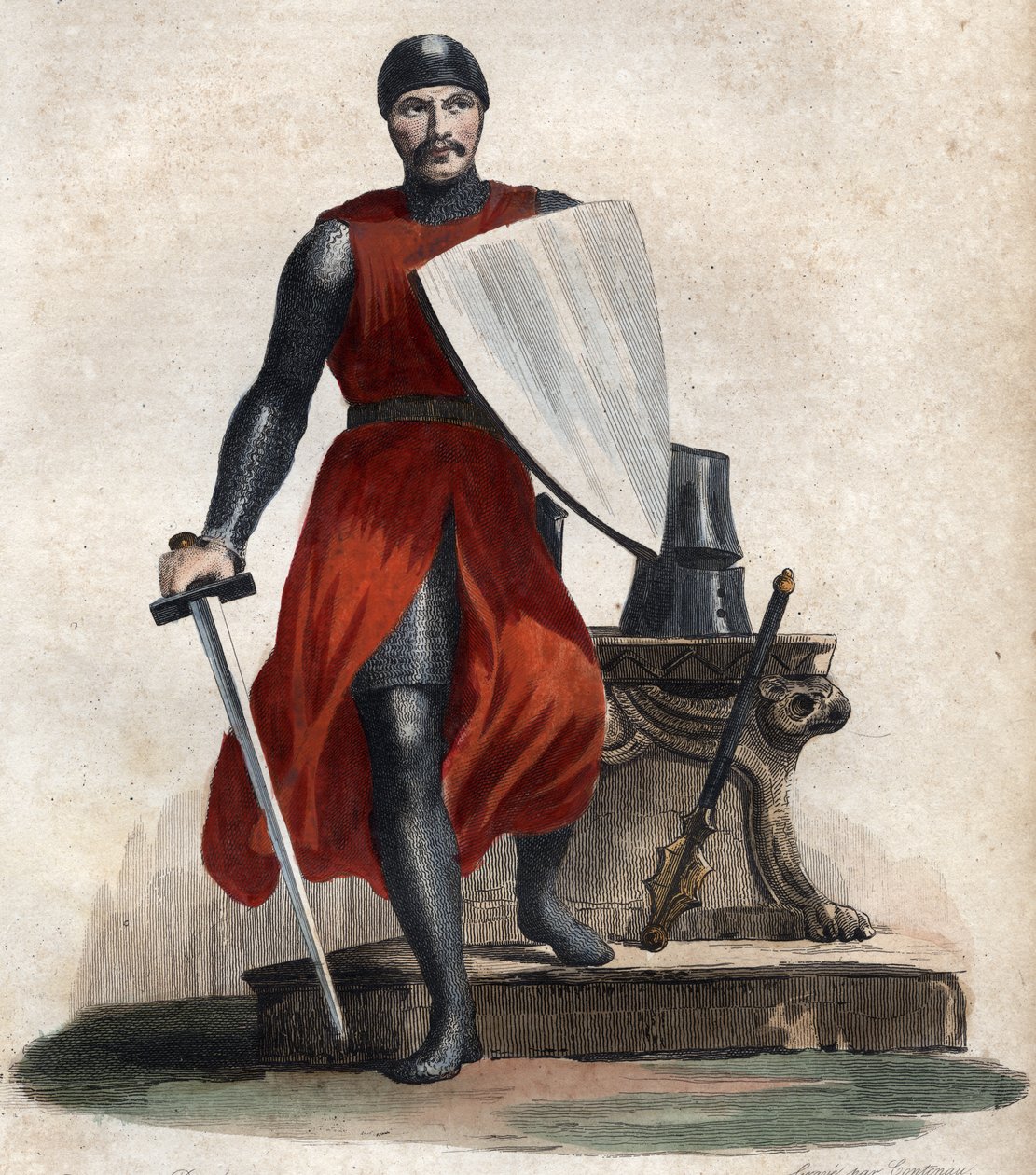 Porträtt av Robert IV den starka (Rutpert) (ca 815-866), greve av Orleans. av French School