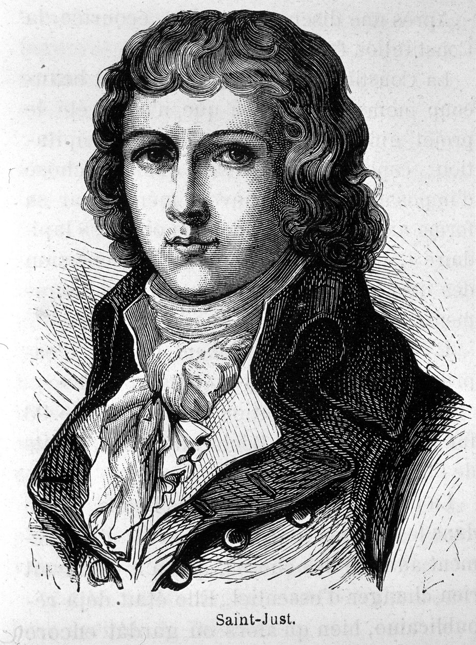 Porträtt av Saint-Just (1767 - 1794) - i "" Frankrikes historia"" av Henri Martin av French School