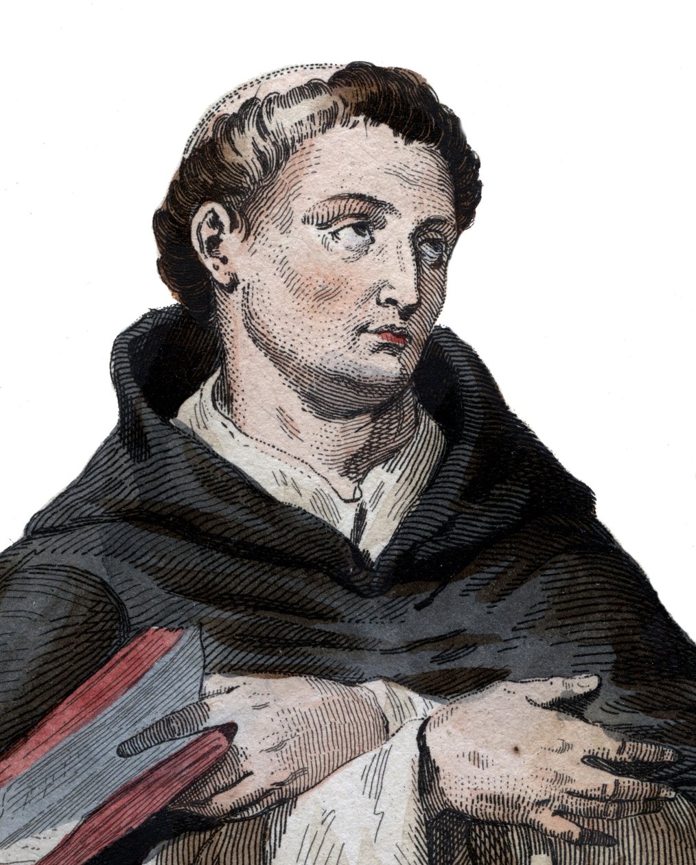 Porträtt av Saint Bernard de Clairvaux (San Bernardo di Chiaravalle) (1090-1153), fransk abbot och byggare av den reformerande cistercienserorden. illustration från "" Le Plutarque Français"" av Edmond Mennechet av French School