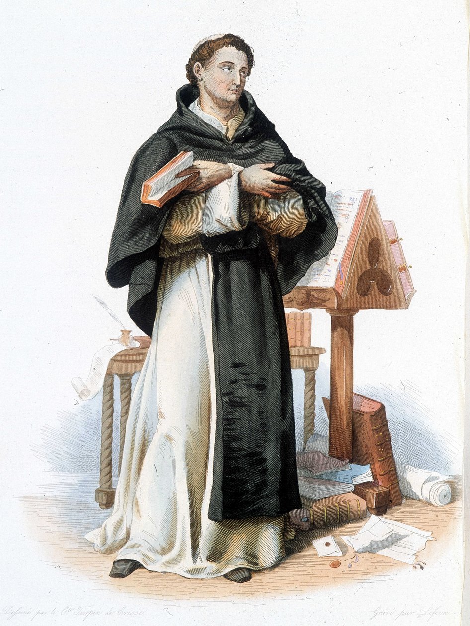 Porträtt av Sankt Bernard av Clairvaux (San Bernardo di Chiaravalle) (1090 - 1153) - i "" Le Plutarque francais"", red. Mennechet av French School