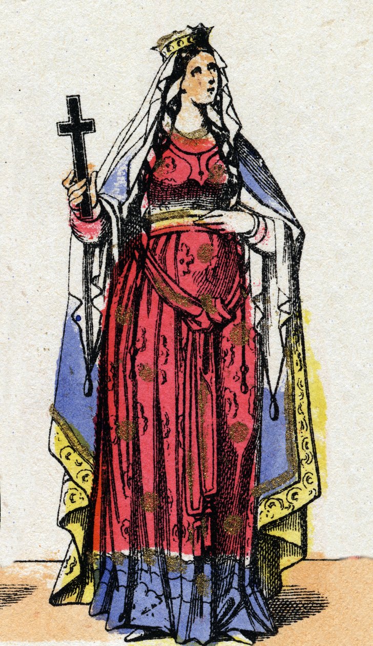 Porträtt av Saint Clotilde, frankernas drottning (v. 475-545), hustru till Clovis I. av French School