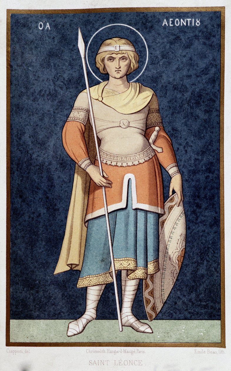 Porträtt av Saint Leonce efter grekisk mosaik 11:e av French School