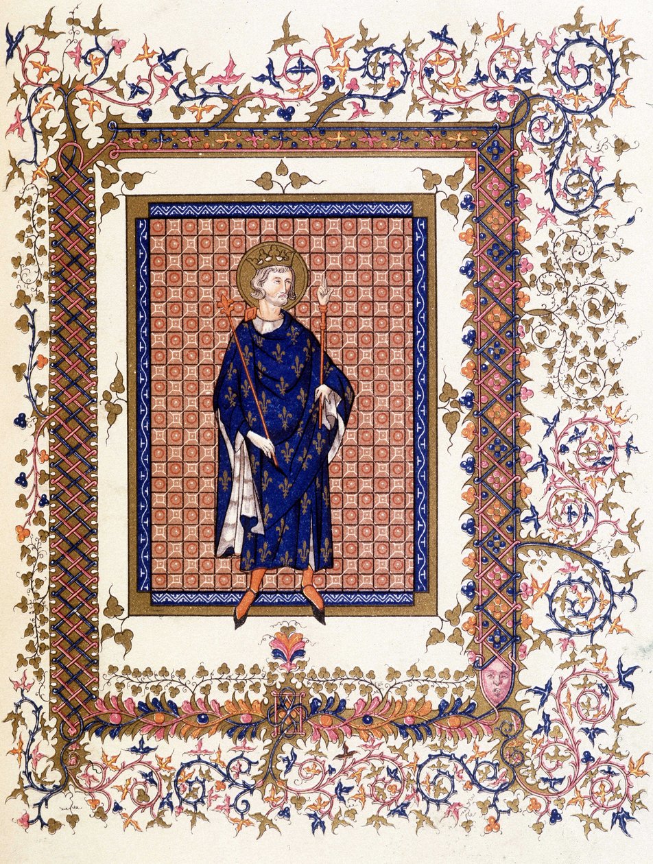 Porträtt av Saint Louis - från 1500-talet i miniatyr av French School