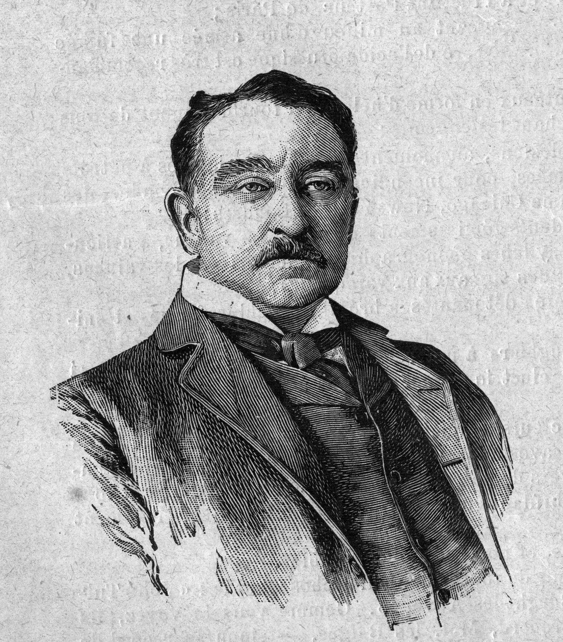 Porträtt av Sir Cecil Rhodes (1853-1902), engelsk guvernör i kolonin Kapstaden i Sydafrika (Transvaal). Gravyr i "La gazette du dimanche"" av 16 januari av French School