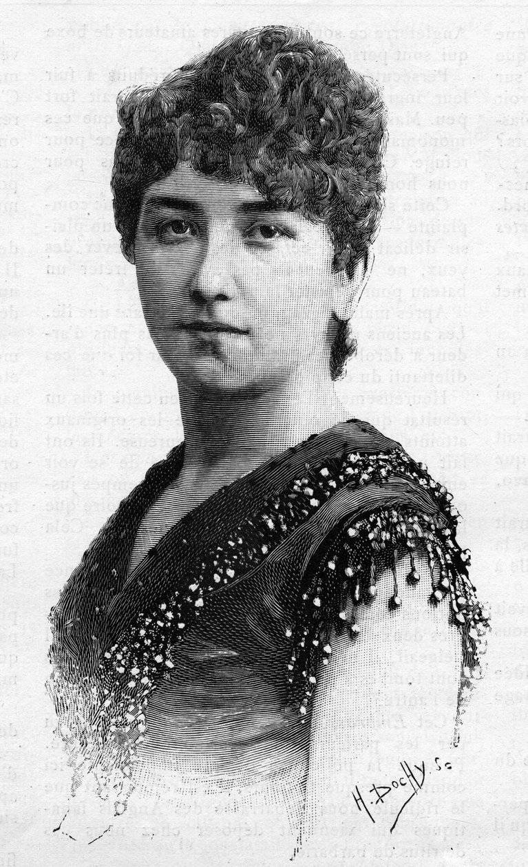 Porträtt av svenska sångerskan Sigrid Arnoldson (1861-1943) 1887. av French School
