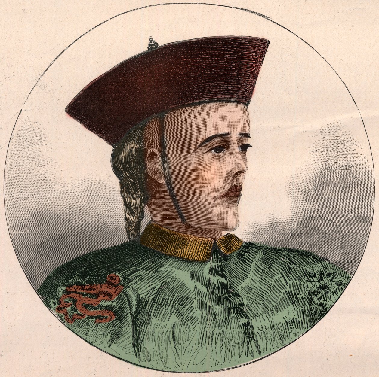 Porträtt av Guangxu, kejsare av Kina (1871-1908). av French School