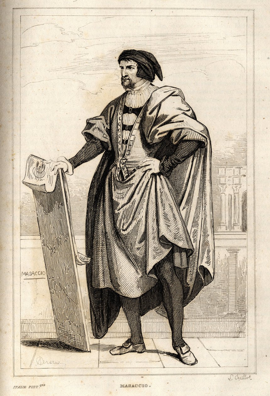 Porträtt av Tommaso di Giovanni Cassai, dit Masaccio av French School
