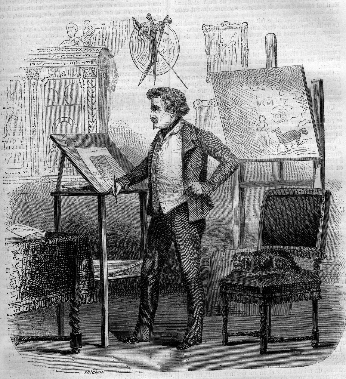 Porträtt av Tony Johannot (Antoine Johannot dit av French School