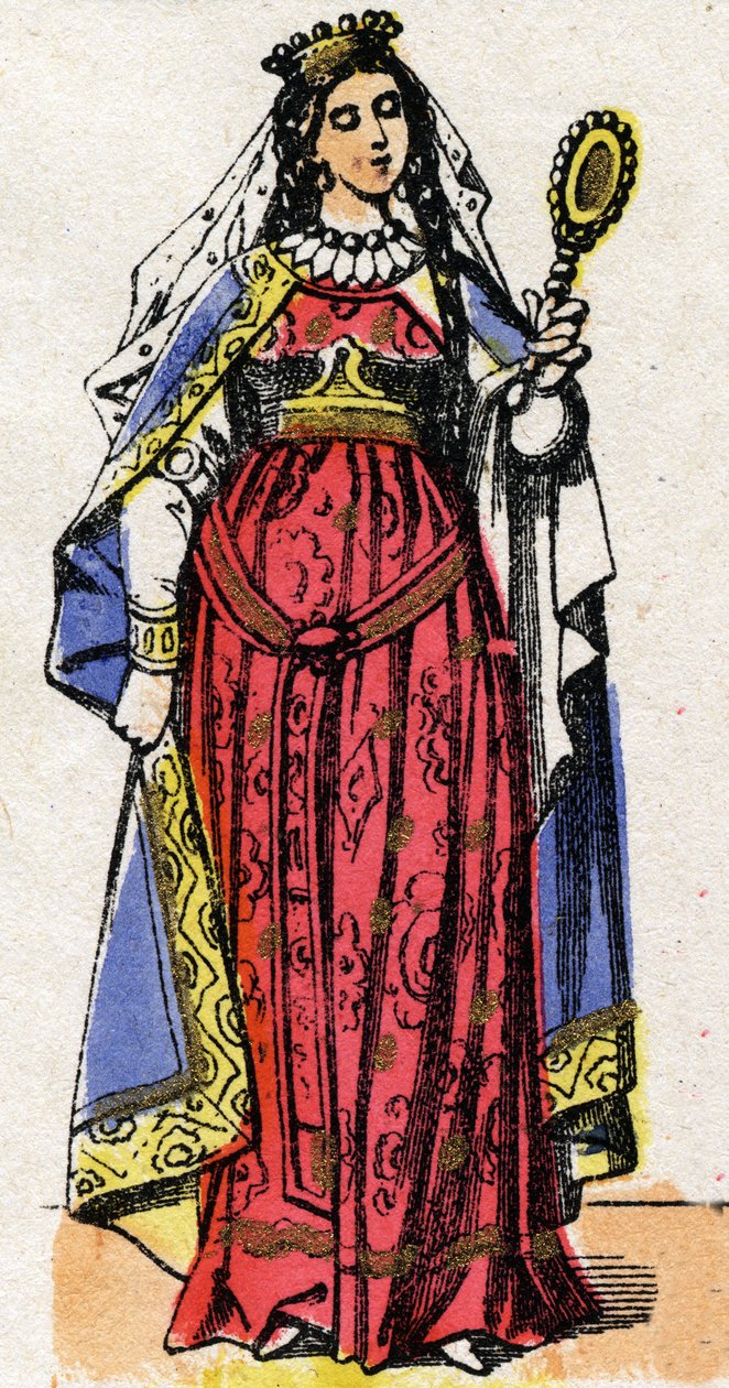 Porträtt av Ultrogothe (död efter 566-567) drottning av Frankrike och hustru till Childebert 1:a. av French School
