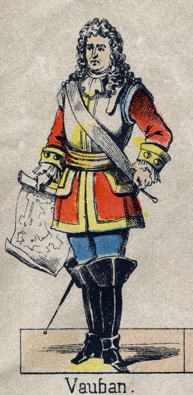 Porträtt av Vauban Sebastien the Prestre (1633-1707), marechal av Frankrike. Bild på Epinal från slutet av 1800-talet. Privat samling. av French School