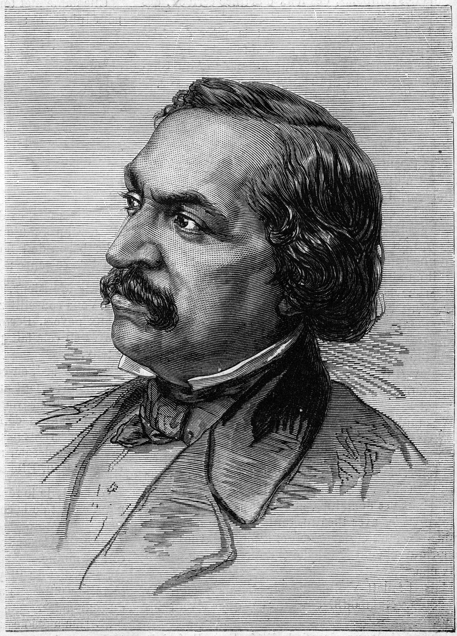 Porträtt av Victor Sejour (1816) -1874), fransktalande amerikansk dramatisk författare. Gravyr i "" Le Monde Illustré"" nr 912 den 3 oktober av French School