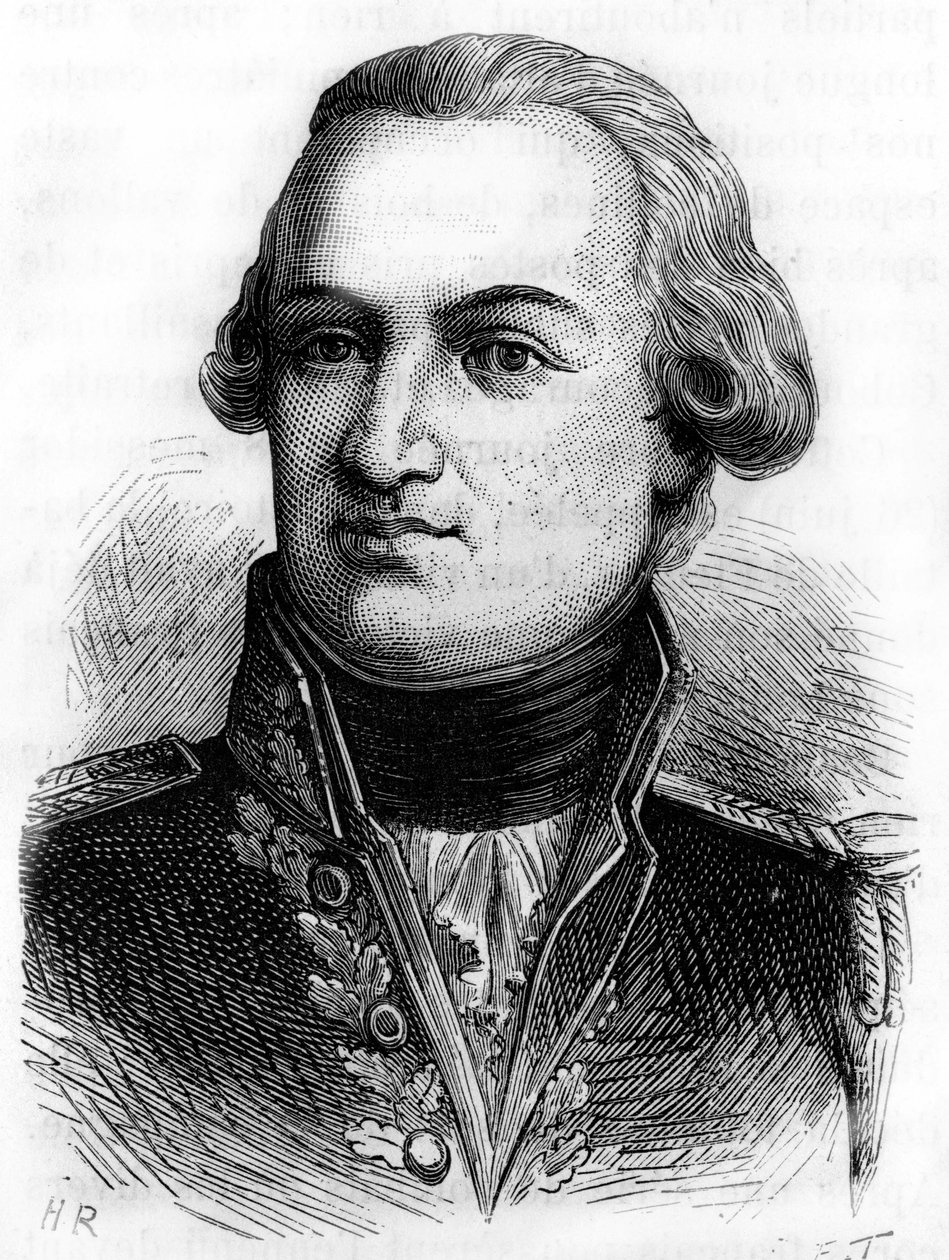 Porträtt av Villaret-Joyeuse (greve av Villaret de Joyeuse), fransk amiral (1750 - 1812) - i "" L