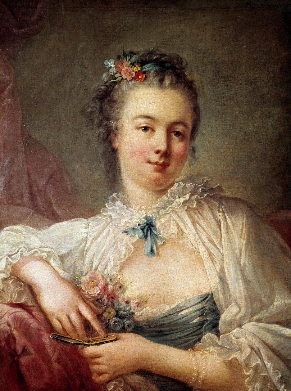 Porträtt av en kvinna målning av den franska skolan på 1700-talet, Paris, Musee Cognacq Jay av French School