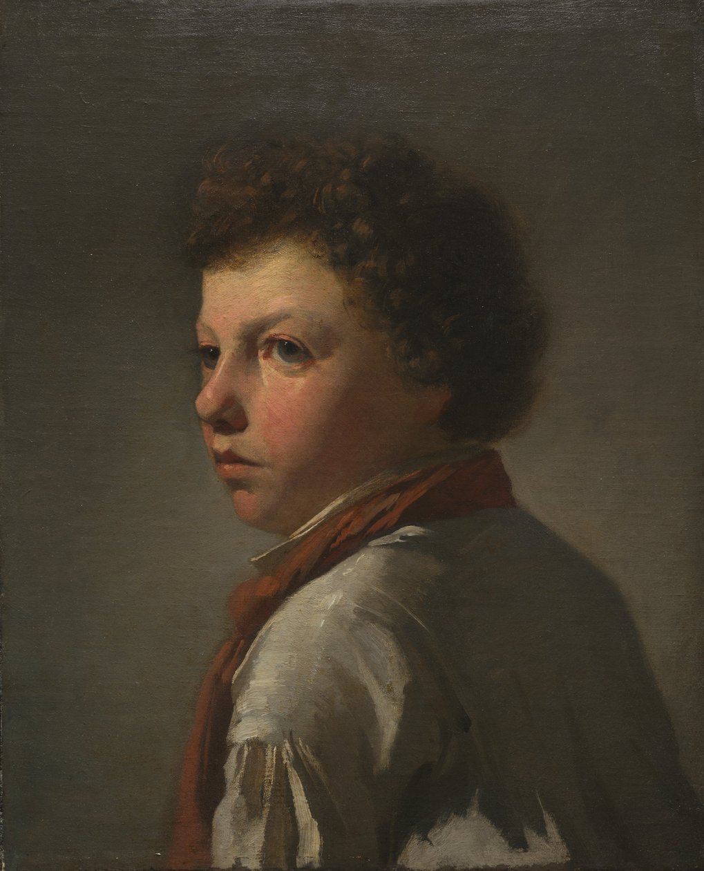 Porträtt av en ung man (olja på tyg) av French School