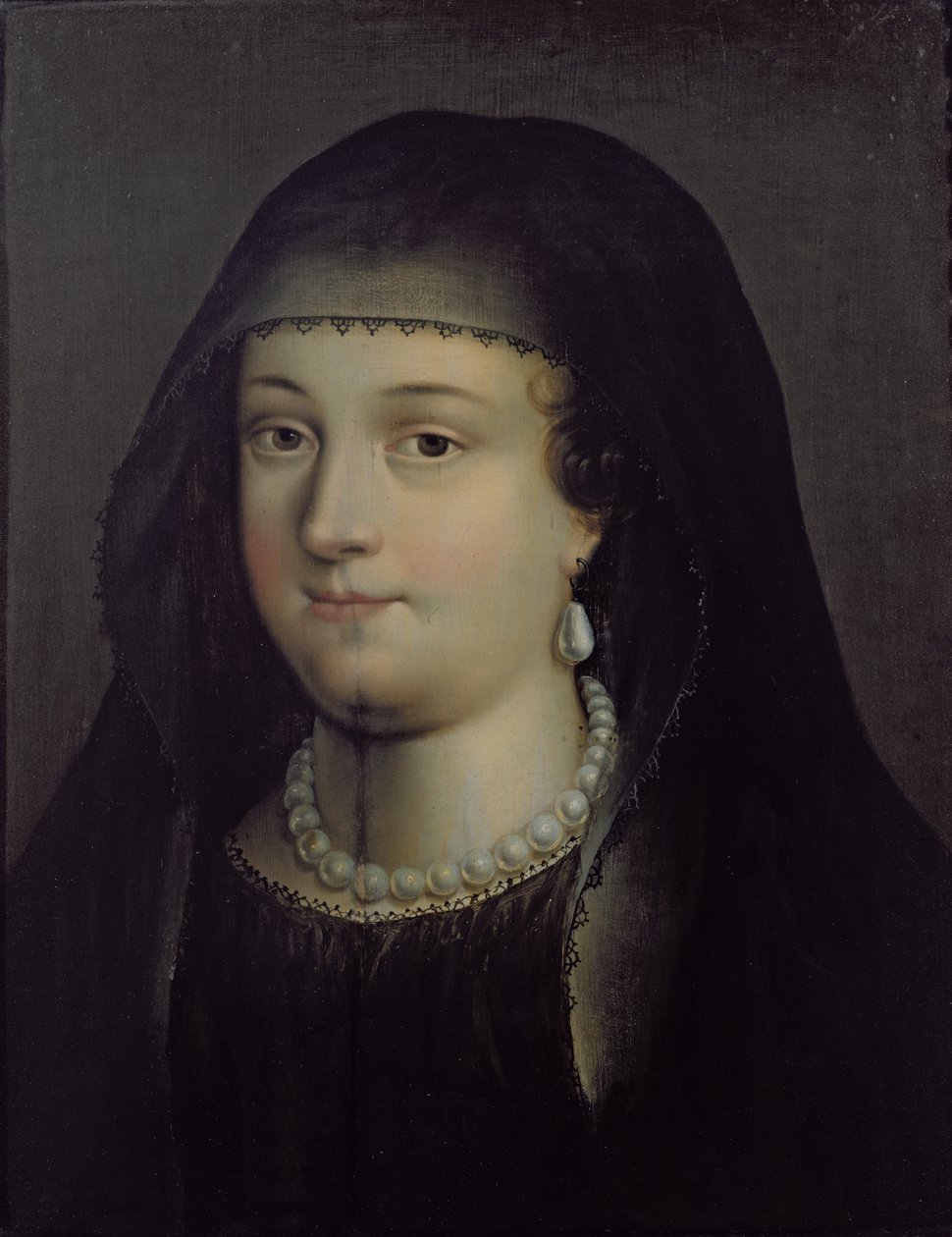 Porträtt av en flicka, som antas vara Mary Queen of Scots (1542-87) av French School