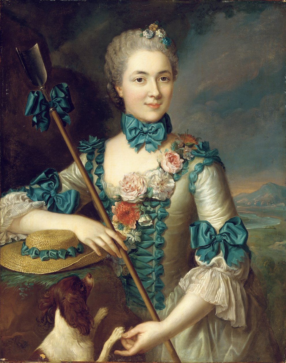 Porträtt av en dam, sägs vara Madame Louise Suzanne Edmee Martel som herdinna av French School
