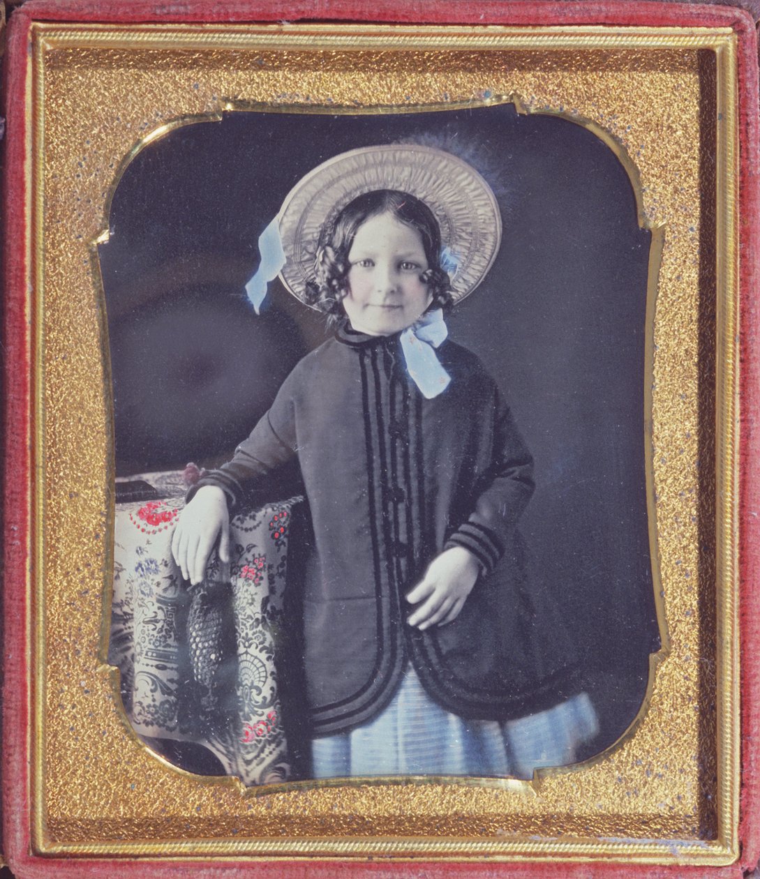 Porträtt av en ung flicka, ca 1845-50 (färgad daguerreotypi) av French School