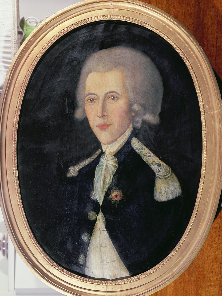 Porträtt av en okänd löjtnant stationerad i det franska territoriet Santo Domingo, sent 1700-tal av French School