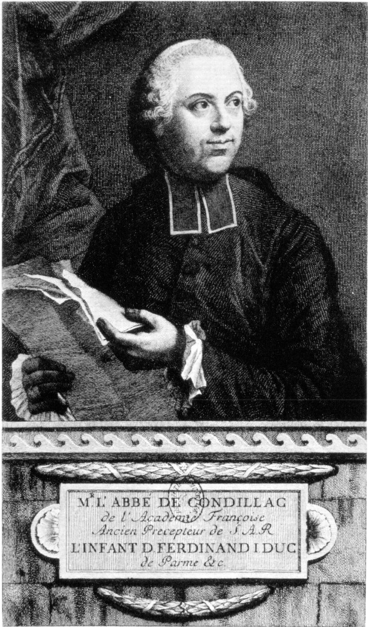 Porträtt av Abbe Etienne Bonnot de Condillac (1715 - 1780) fransk filosof. av French School