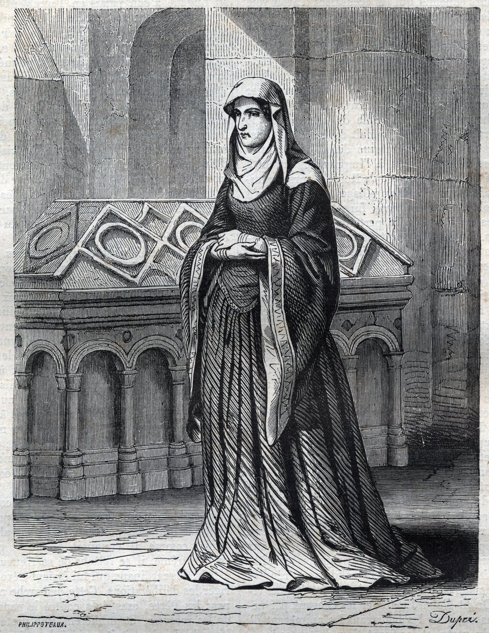 Porträtt av den benediktinska nunnan som skulle ha varit älskarinna och syster till påven Gregoire XII och mor till Eugene IV (Gabriele Condulmer 1383-1447). Gravyr i "" Påvarnas historia (...) Drottningkungens och kejsarnas brott genom århundradet av French School