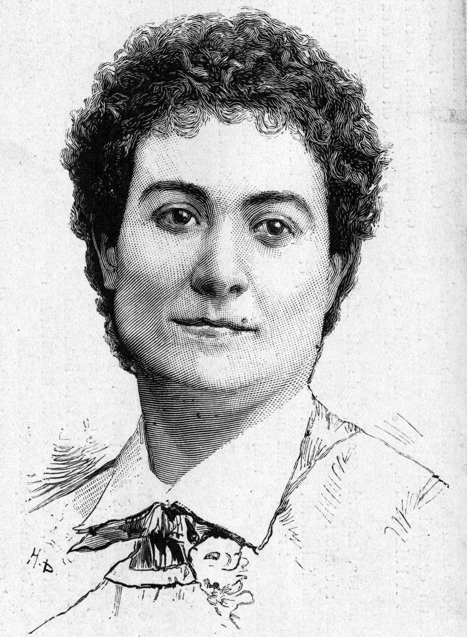 Porträtt av Diva Mme Peschard som avled 1887. av French School