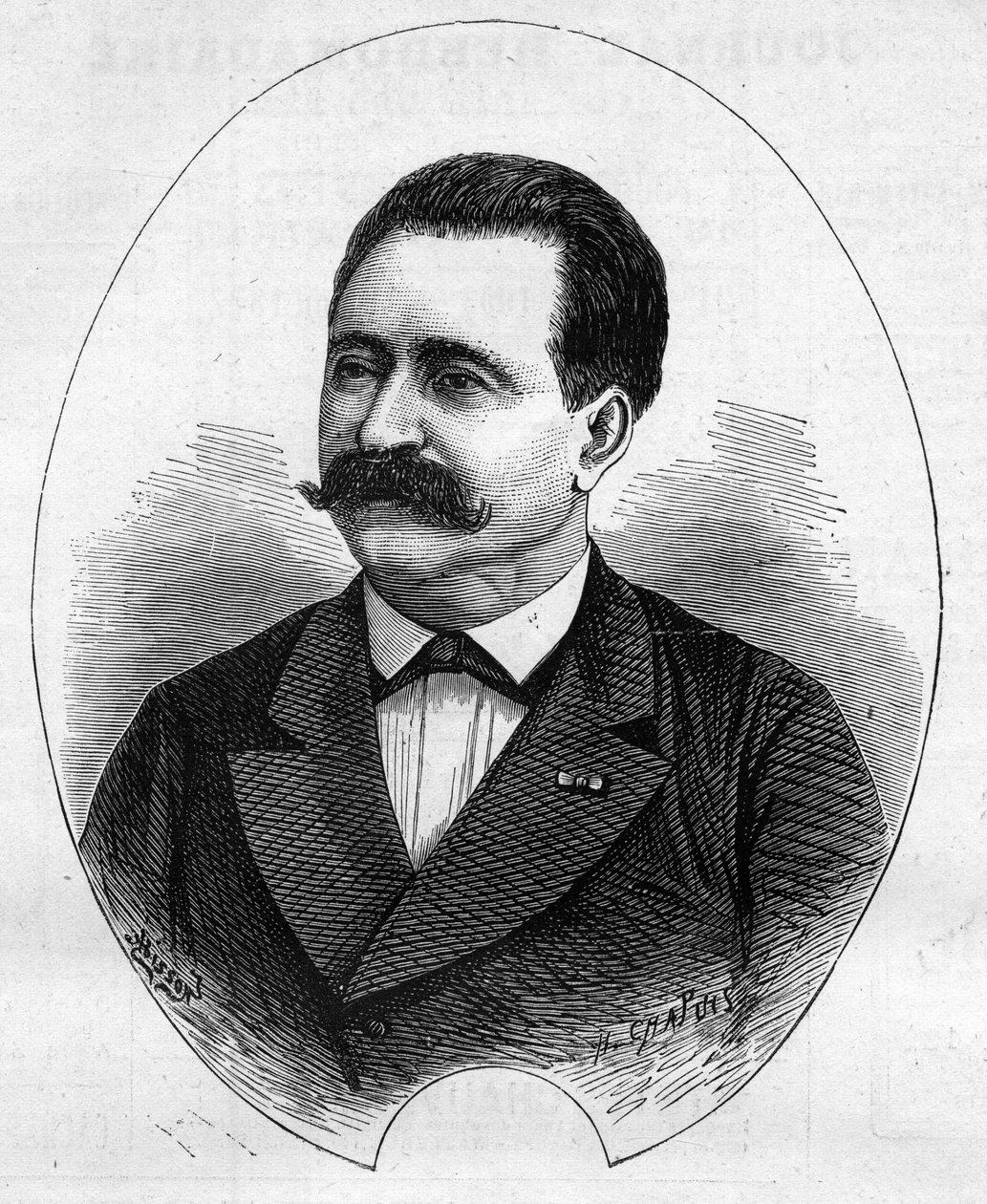 Porträtt av "" Doktor Nicolay"" (Faure Nicolay, fransk magiker?). Gravyr i "" Le Monde Illustré"" nr 1052 av 9 juni 1877. av French School