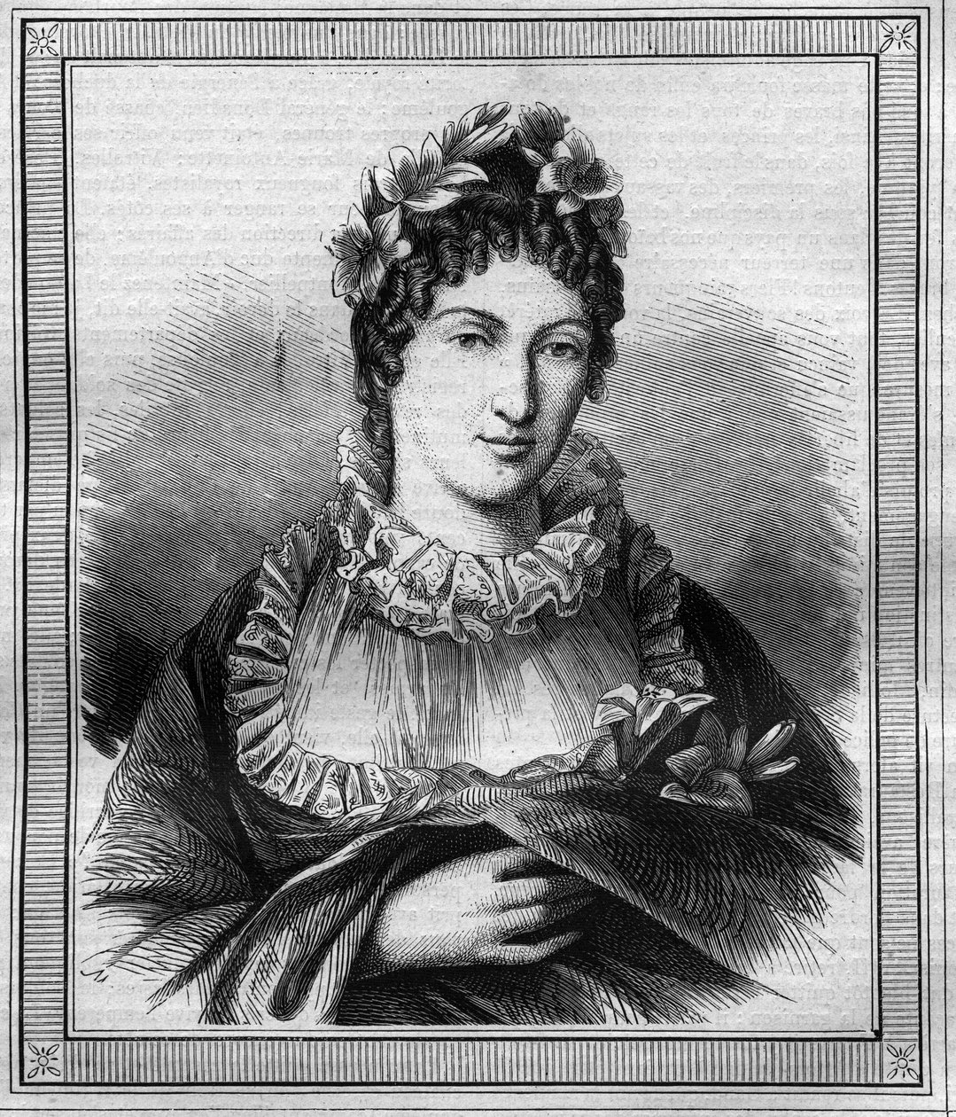 Porträtt av hertiginnan av Angouleme Marie Therese Charlotte av Frankrike känd som Madame Royale (1778-1851) Gravyr i "Histoire des Papes-Kings-Queen and Emperors through the Centuries" av Maurice Lachatre av French School
