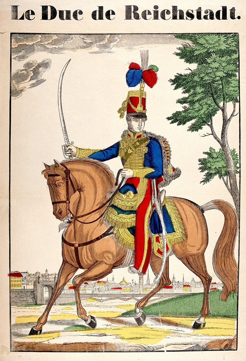 Porträtt av hertigen av Reichstadt, Napoleon II, son till kejsar Napoleon I (1769-1821). Bild på Epinal av French School