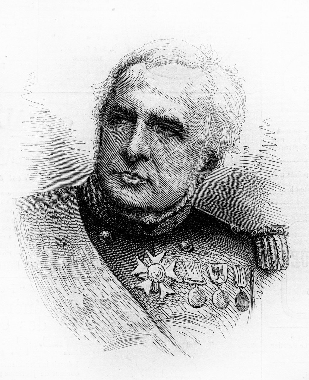 Porträtt av den franske amiralen Camille Adlbert Marie de la Ronciere le Noury ​​(1816-1881). Gravyr i "" Le Monde Illustré"" nr 1260 av 21 maj 1881. av French School