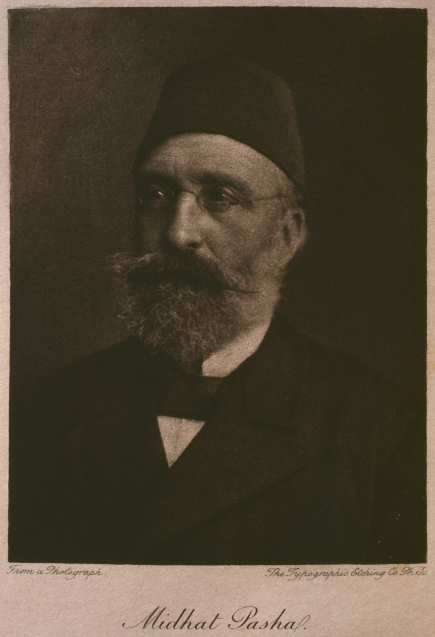 Porträtt av Khedive Tawfik, från LEgypte av Georg Moritz Ebers (1837-98), 1881 (bw gravyr) av French School