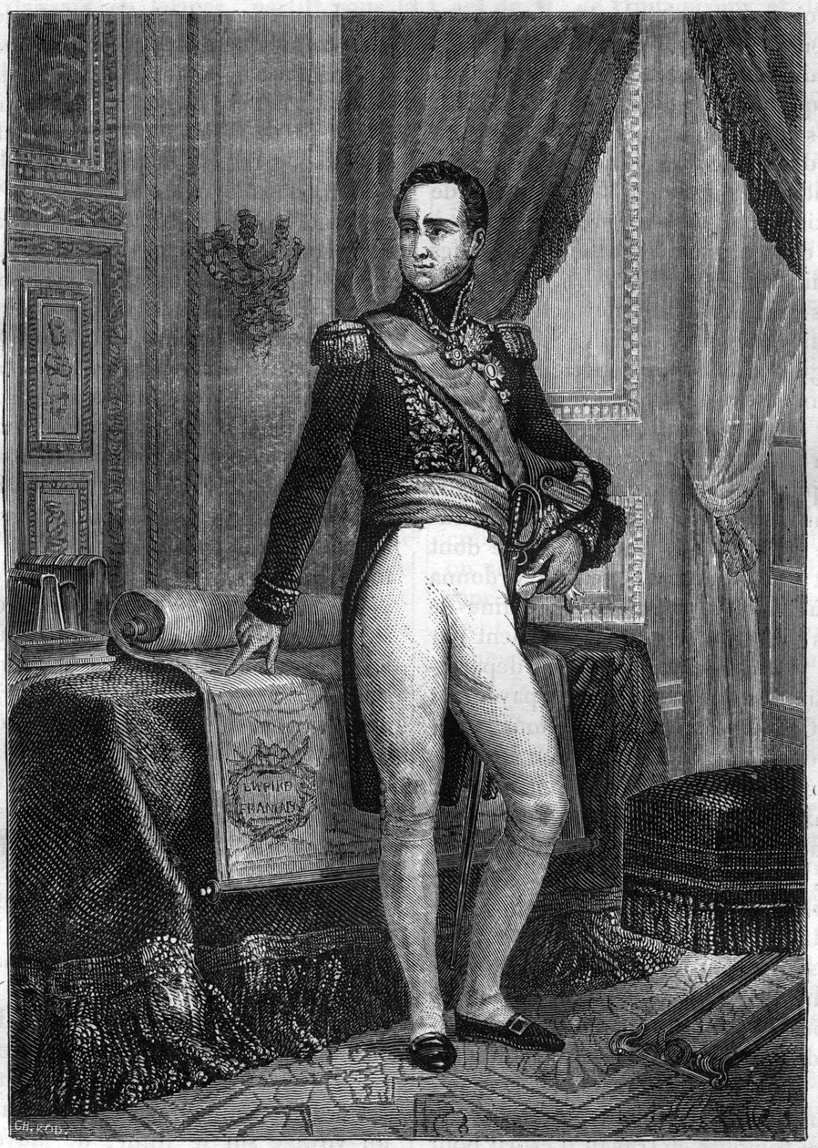 Porträtt av markisen de Caulaincourt (1773-1827), hertig av Vicenza (Vicenza), fransk general och diplomat - i "Imperiets historia efter konsulatets historia"" av Adolphe Thiers - 1879 - privat samling av French School