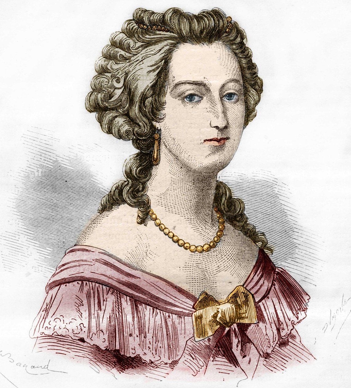 Porträtt av markisin av Boufflers Marie Francoise Catherine de Beauvau Craon (1711-1787). Gravyr i "Prostitutionens och utsvävningens historia bland alla världens folk från antiken till våra dagar" av Dr Th. -F. Debray. 1879. av French School