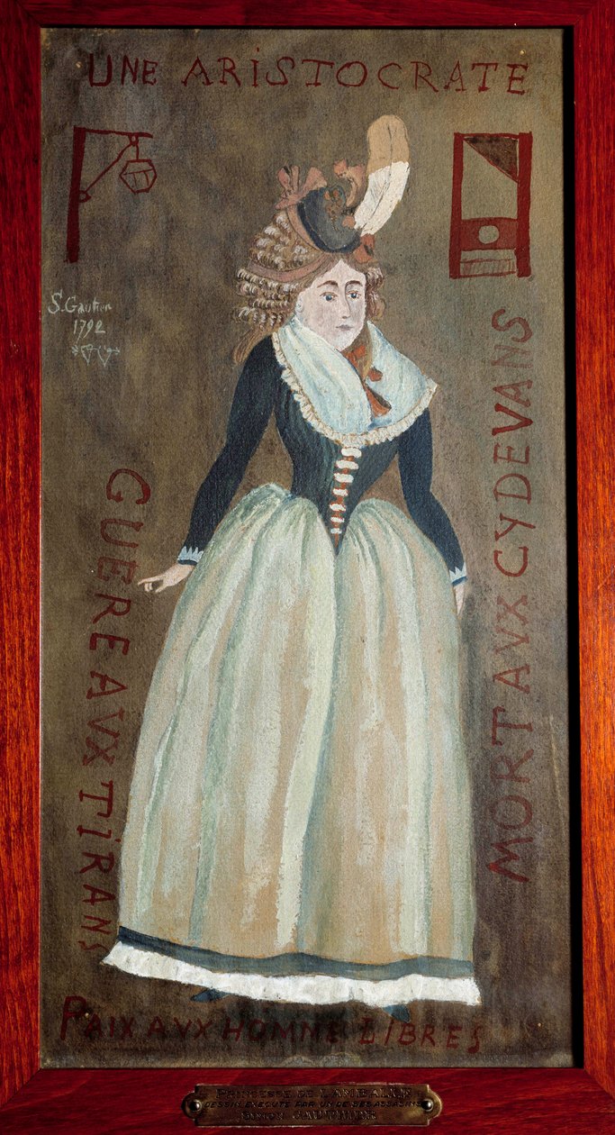 Porträtt av prinsessan av Lamballe (1749-1792) (Marie-Therese Louise de Savoie-Carignan) målat av en av hennes lönnmördare. 1792 Paris, Prefecture de Police av French School