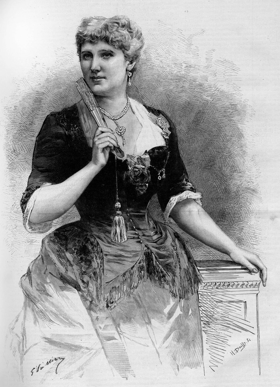 Porträtt av den svenska sopranen Christine Nilsson (1843-1921), i den lysande världen 1887. av French School