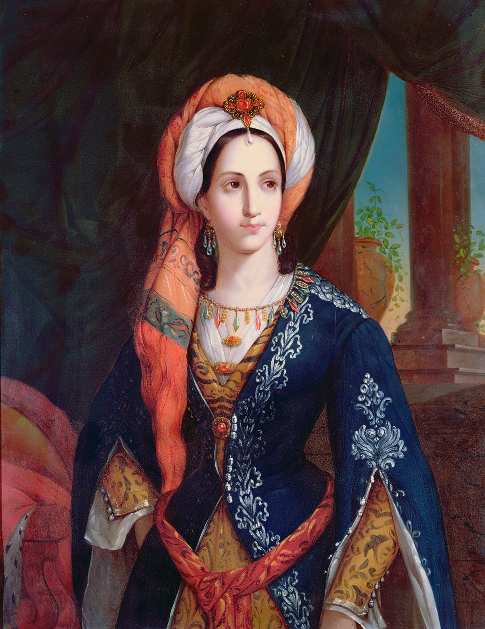 Porträtt av skådespelerskan Mlle Rachel i rollen som Roxanne för pjäsen Bajazet av Jean Racine (1639-99) av French School