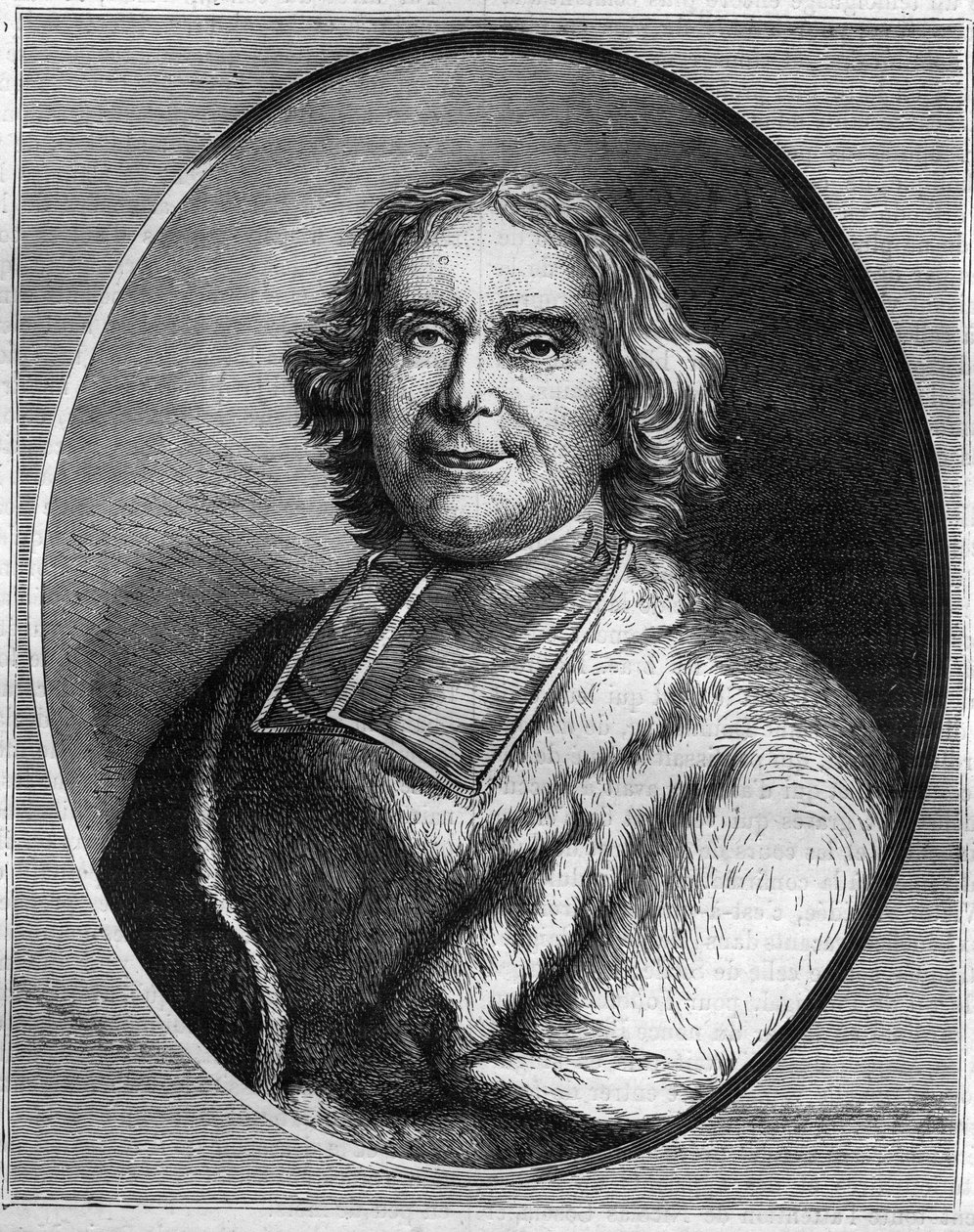 Porträtt av kardinal av Andre Hercule de Fleury (1653-1743), kardinal, Ludvig XV:s premiärminister. Gravyr i "Historien om påvarna-kungarna-drottningarna och kejsarna genom århundradena"" av Maurice Lachatre av French School