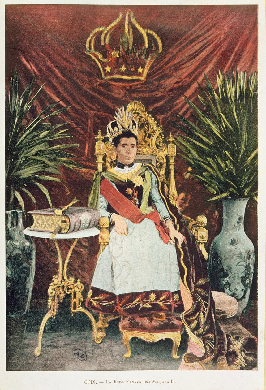 Porträtt av Madagaskars sista drottning, Ranavalona III (1862-1917), sent 1800-tal av French School