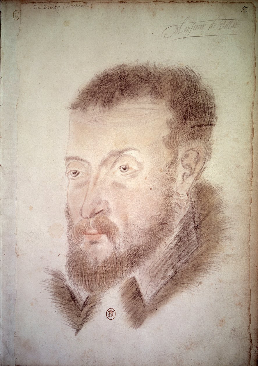 Porträtt av poeten Joachim du Bellay (1522-1560) Anonym teckning av den franska skolan. 1500-talets Paris. B.N. av French School