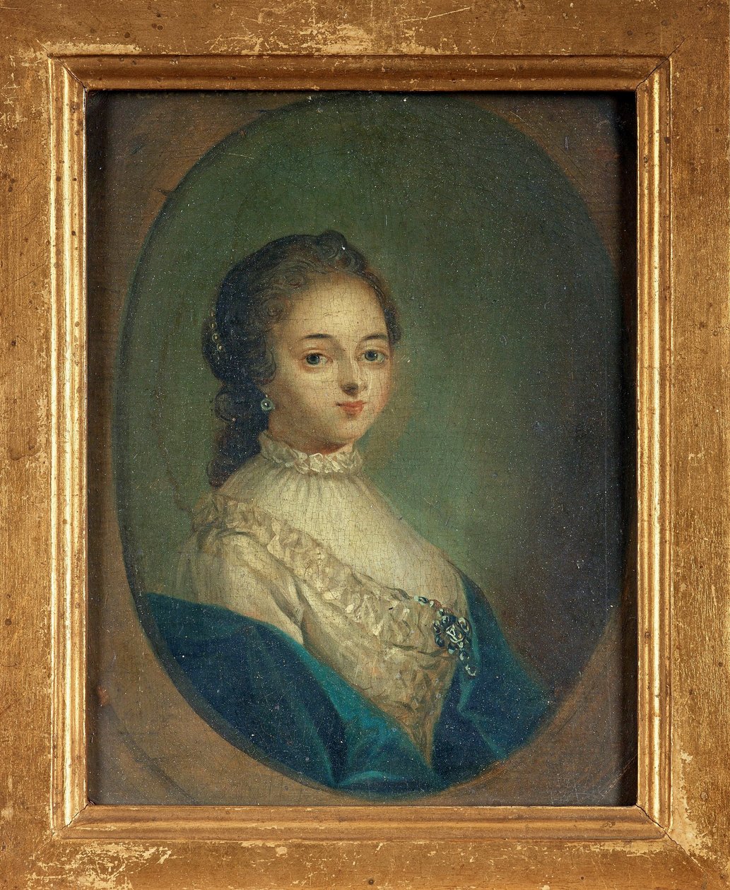 Porträtt av författaren Madeleine de Scudery av French School